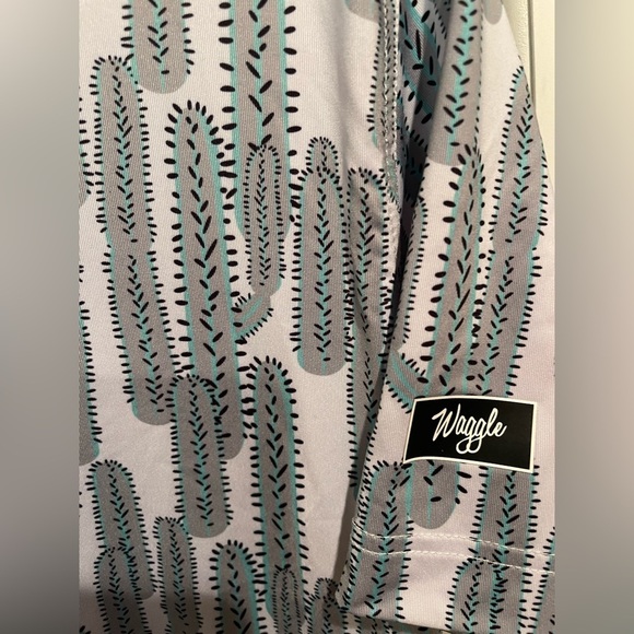 Waggle Mens Gray Cactus Print Polo Golf Shirt L - Picture 3 of 4